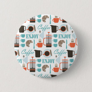 Koffieliefde en café-patroon ronde button 5,7 cm