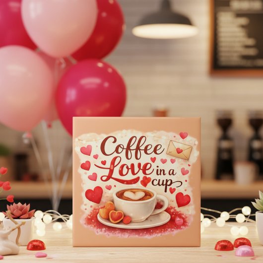 Koffieliefde in een Valentijns zachte bruine beker Tegeltje