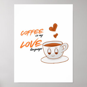 Koffieliefde – Mooie Koffie Illustratie Cafe Muur Poster