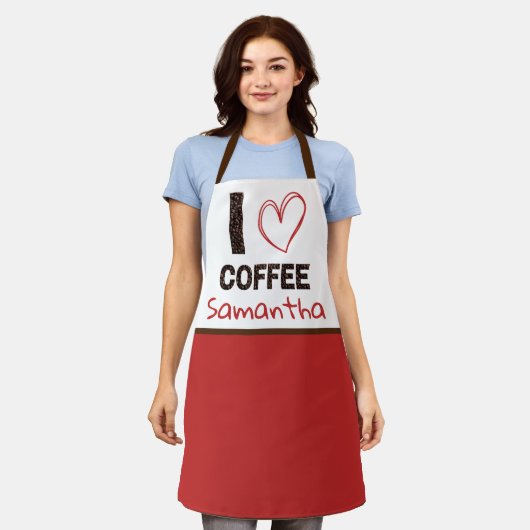 Koffieliefhebber Aangepaste naam Koffieboon ontwer Schort (Gedragen)