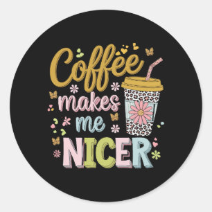 Koffieliefhebber Cafeïnehoudende Luipaard Koffie M Ronde Sticker