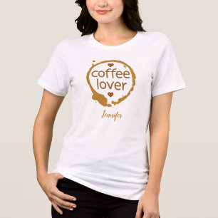 Koffieliefhebber Koffievlek en Hartjes Print Tri-Blend Shirt