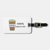 Koffieliefhebber Ontwerp 100% Verslaafde Cafeïne Bagagelabel (Voorkant horizontaal)