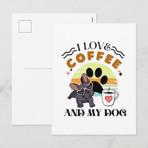 Koffieliefhebbers - Ik hou van koffie en mijn hond Feestdagenkaart