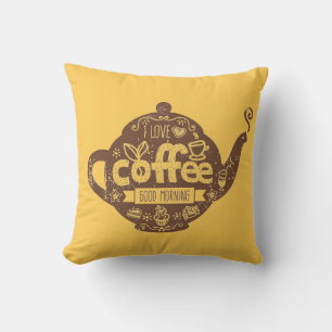 Koffieliefhebbers retro café Ik hou van koffiepot Kussen