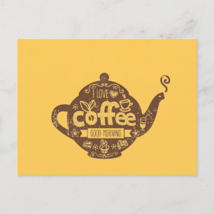 Koffieliefhebbers retro café kunst Ik hou van kof Briefkaart