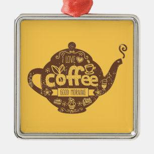 Koffieliefhebbers retro café kunst Ik hou van kof Metalen Ornament