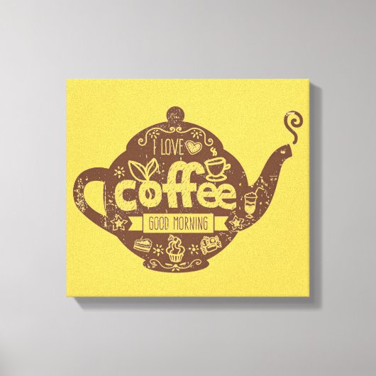 Koffieliefhebbers retro  Ik hou van koffiepot Canvas Afdruk (Voorkant)