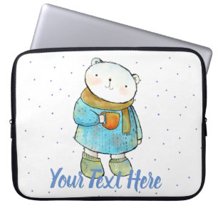 Koffielievende Ijsbeer op Maat Laptop Sleeve