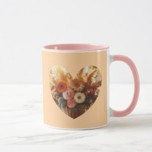 Koffiemok met Bloeiend Hart (Zachte Bloemen) Mok