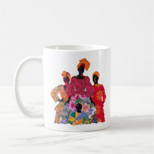Koffiemok met de kunst van vrouwelijke quilsters