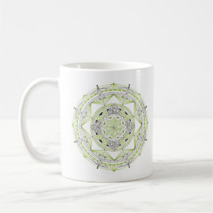 Koffiemok Origineel Mandala-ontwerp 2-zijdig Groen