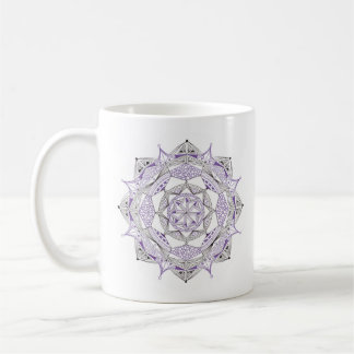 Koffiemok Origineel Mandala-ontwerp 2-zijdig Paars