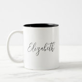 KoffieMok Voeg hier Jouw naam toe Sjabloon script Tweekleurige Koffiemok (Links)