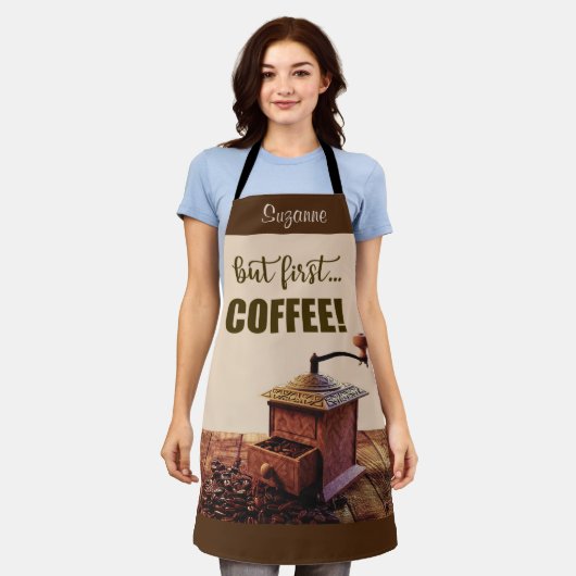  koffiemolen All-Over Print Schort (Gedragen)