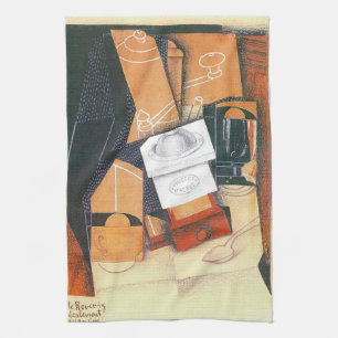 Koffiemolen door Juan Gris, Vintage Cubisme Kunst Theedoek