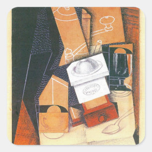 Koffiemolen door Juan Gris, Vintage Cubisme Kunst Vierkante Sticker