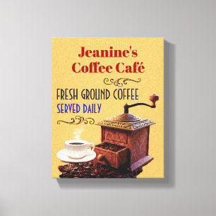Koffiemolen Koffie Cafe 8"X10" Canvas Afdruk