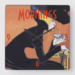 Koffiemorgen stijl vierkante klok