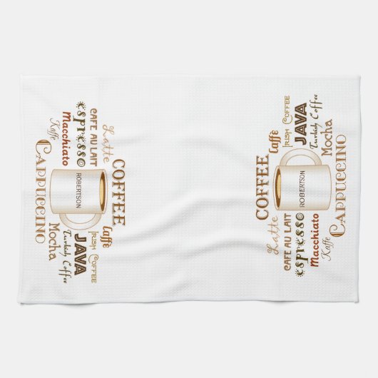 Koffienamen Gepersonaliseerde Keuken Handdoek (Horizontaal)