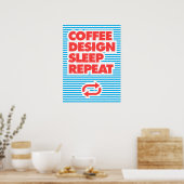 Koffieontwerp slaapstand herhalen poster (Keuken)