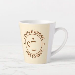 ☕ Koffiepauze Minimal Beige Modern Café ☕ Latte Mok