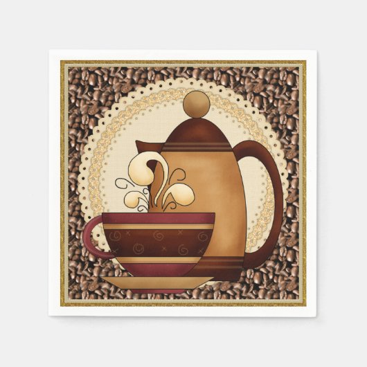 Koffiepot en Mok papieren servet (Voorkant)