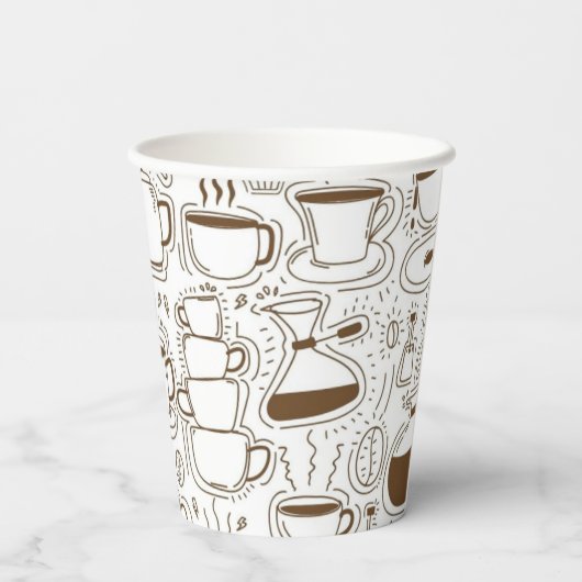 Koffiepot Party Cups | Wit Papieren Bekers (Achterkant)