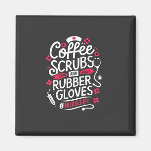 Koffiescrubs en rubberen handschoenen Nursing Nurs Magneet