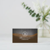 Koffieshop Elegant Wood Monogram Visitekaartje (Staand voorkant)