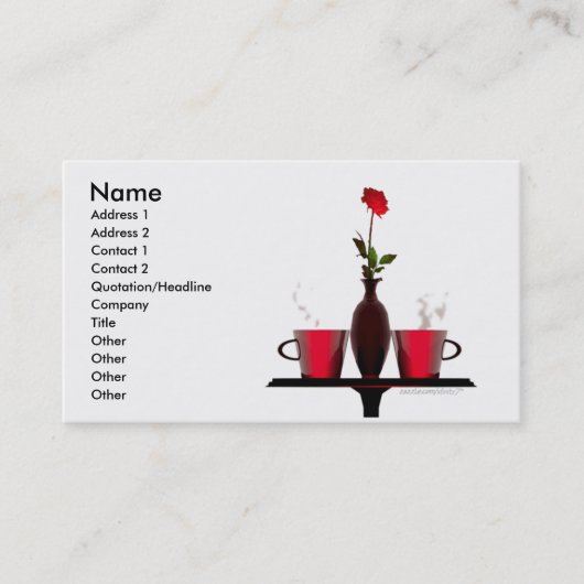 Koffietabel en -Roos Visitekaartje (Voorkant)