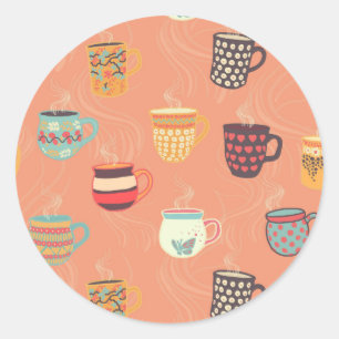  Koffiethee-Mokken Ronde Sticker