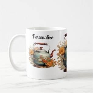 Koffiethee Tijd Bloemen Bloempot Ontwerp Koffiemok