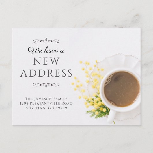 Koffiethema Nieuw adresbericht Briefkaart (Voorkant)
