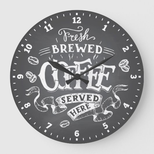 Koffietijd Decoratieve wandklok Grote Klok (Voorkant)