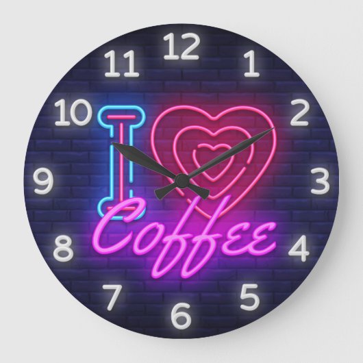 Koffietijd Faux Neon Wall klok (Voorkant)