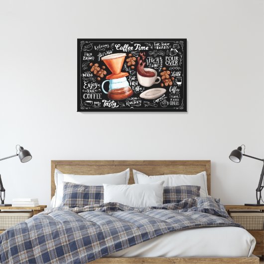 Koffietijd geborsteld vers breid canvas afdruk (Insitu (Slaapkamer))