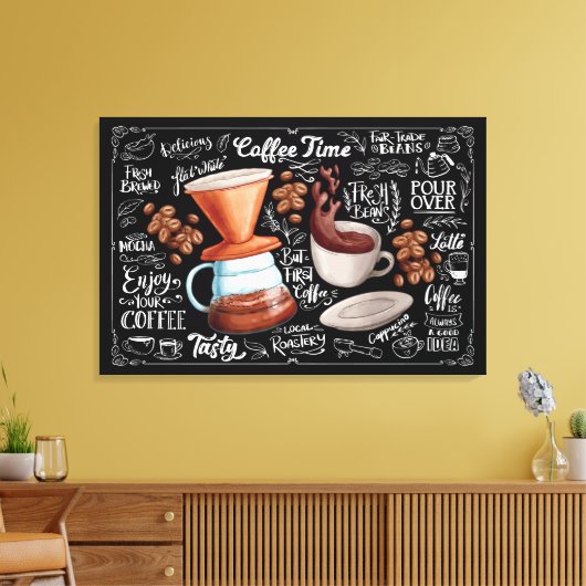 Koffietijd geborsteld vers breid canvas afdruk (Insitu (Woonkamer))