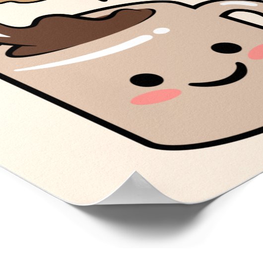 koffietijd kawaii - koffiebeker - illustratie poster (Hoek)