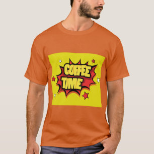 Koffietijd met Cartoon-plat T-shirt