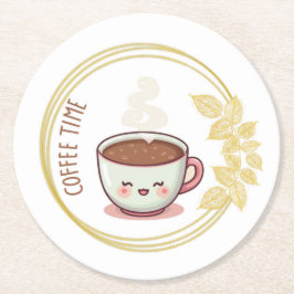 Koffietijd met gouden blad onderzetter
