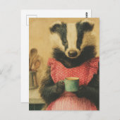 Koffietijd met Miss Badger Briefkaart (Voorkant / Achterkant)