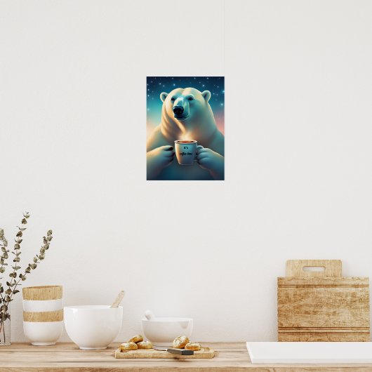 Koffietijd Polar beer Art Decor Poster (Keuken)