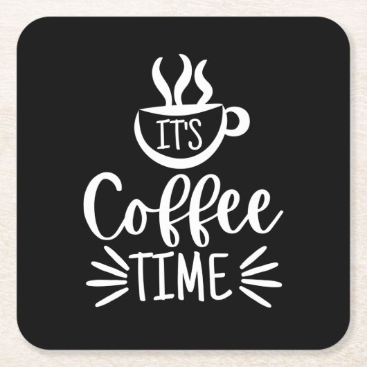 Koffietijd Vierkante Kartonnen Onderzetter (Voorkant)
