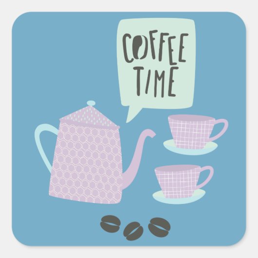 Koffietijd Vierkante Sticker (Voorkant)