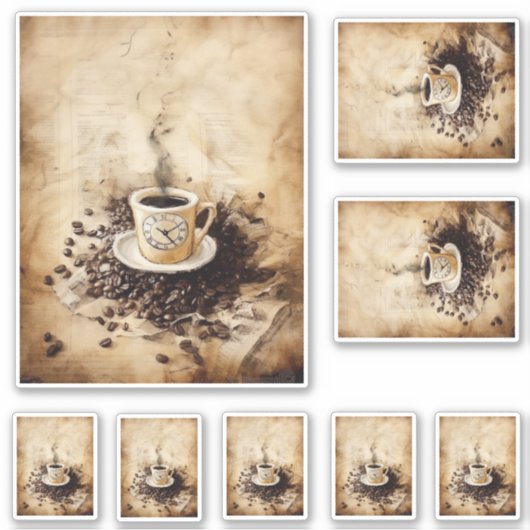 Koffietijd voor een kopje sticker (Voorkant)