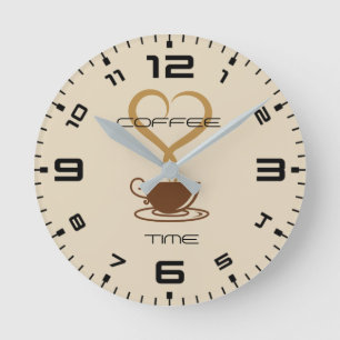 Koffietijd wandklok rond (middelgroot) ronde klok