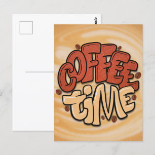 Koffietijd woorden op melkschuim briefkaart