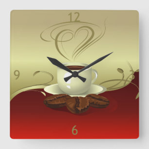 Koffietijdklok (1) vierkante klok