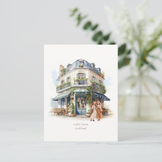 Koffieuitnodiging Briefkaart (Staand voorkant)